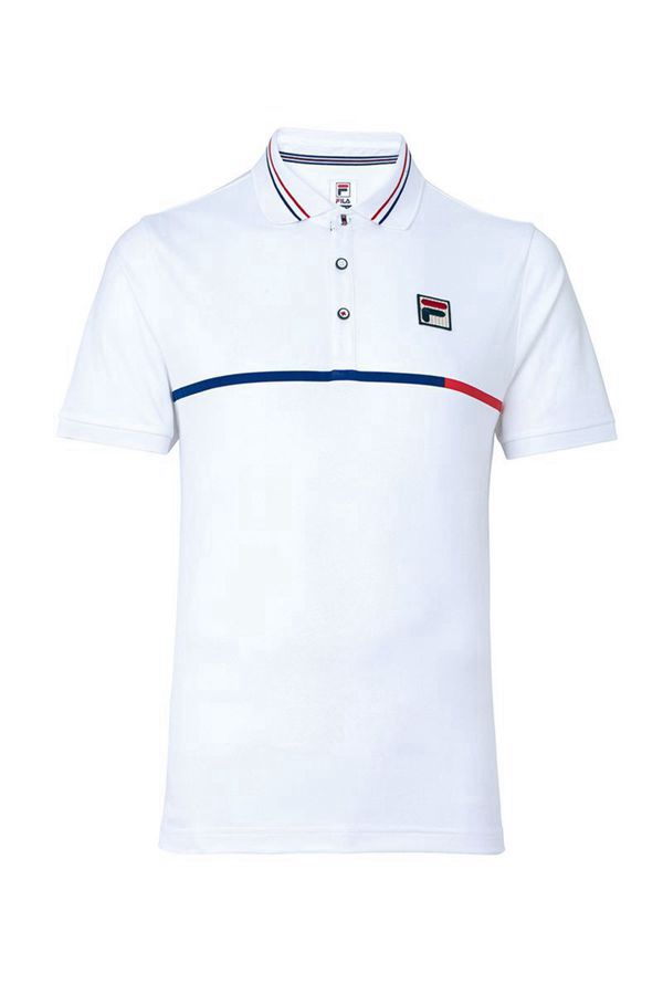 Fila Heritage Tennis Men's Polo Shirts - White/Blue/Red,NZ 945-81647